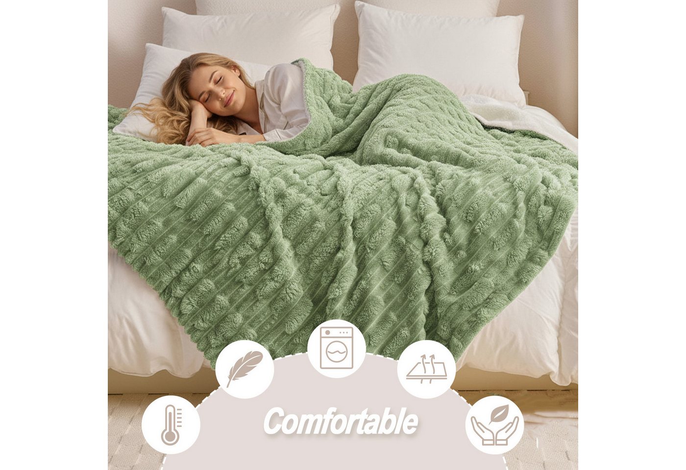 Wohndecke MT09, KEAYOO, Sherpa Fleece Warm Decke Kuscheldecken für Bett, Sofa und Couch – Bild 5 von 5