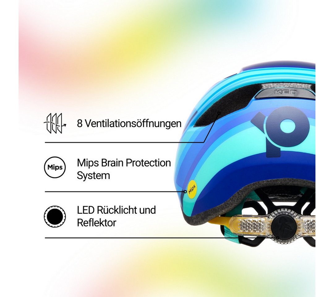 KED Kinderfahrradhelm POP Kinderhelm, Leicht Mit 8 Belüftungsöffnungen, MIPS Schutz, LED-Rücklicht – Bild 3 von 5