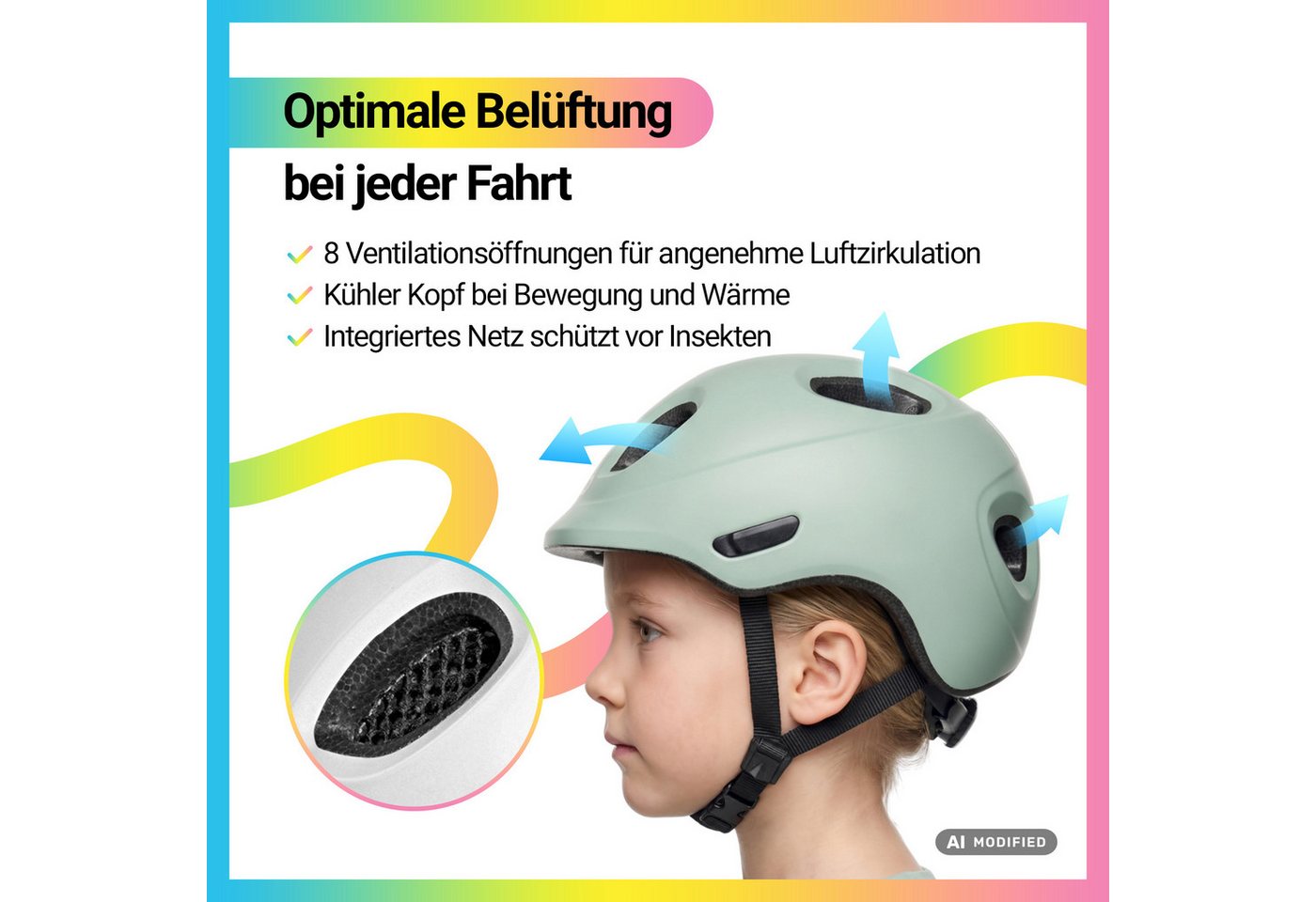 KED Kinderhelm Meggy Spark Kinderfahrradhelm, Inmold, 360° Verstellsystem, Reflektoren, Insektenschutznetz – Bild 4 von 5