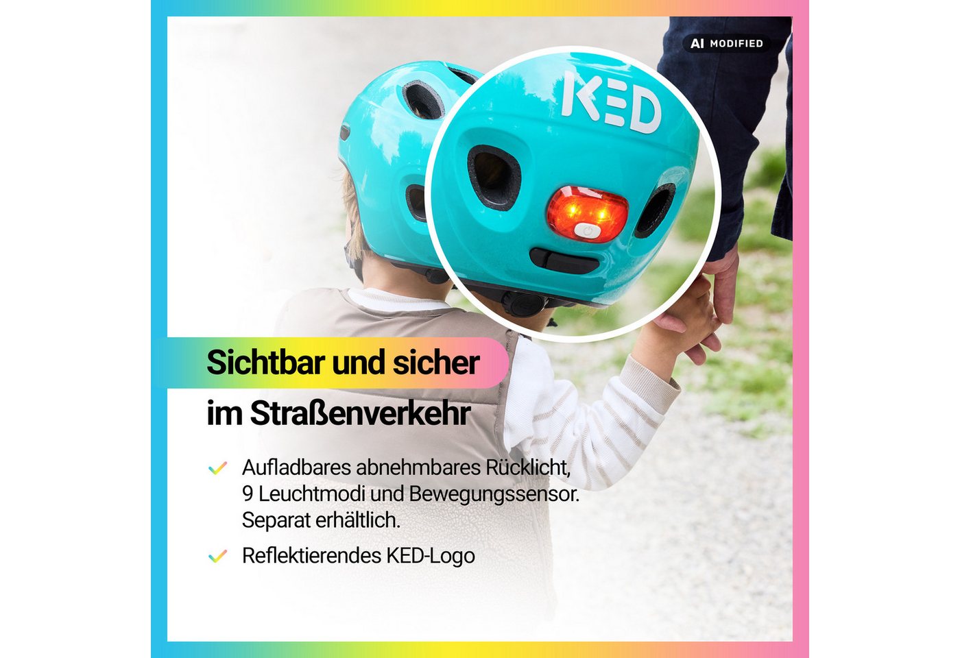 KED Kinderhelm Meggy Spark Kinderfahrradhelm, Inmold, 360° Verstellsystem, Reflektoren, Insektenschutznetz – Bild 5 von 5