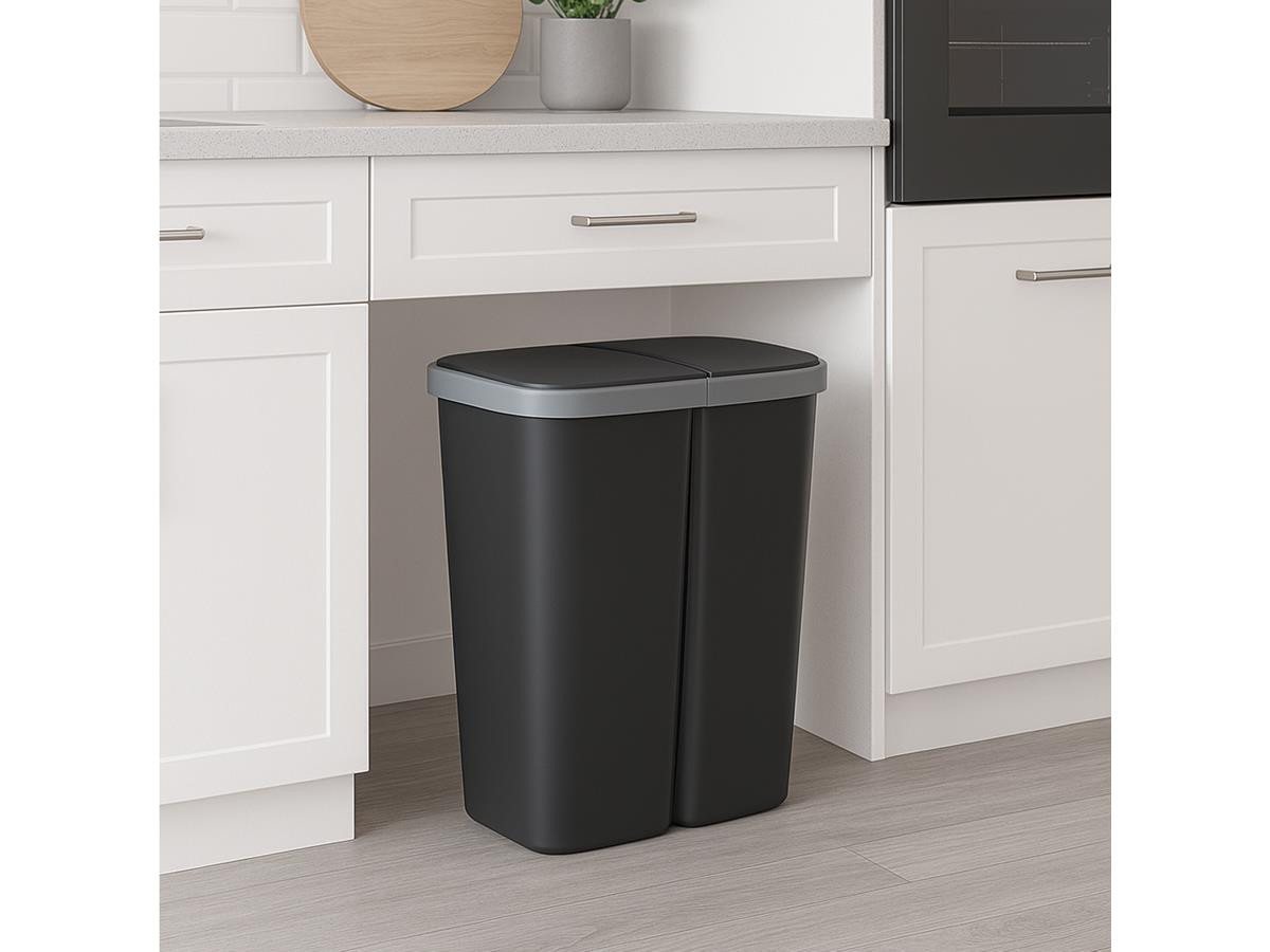Keden Mülleimer Compacra NDAB50, 50L, Duo-Deckel-System – Bild 5 von 5