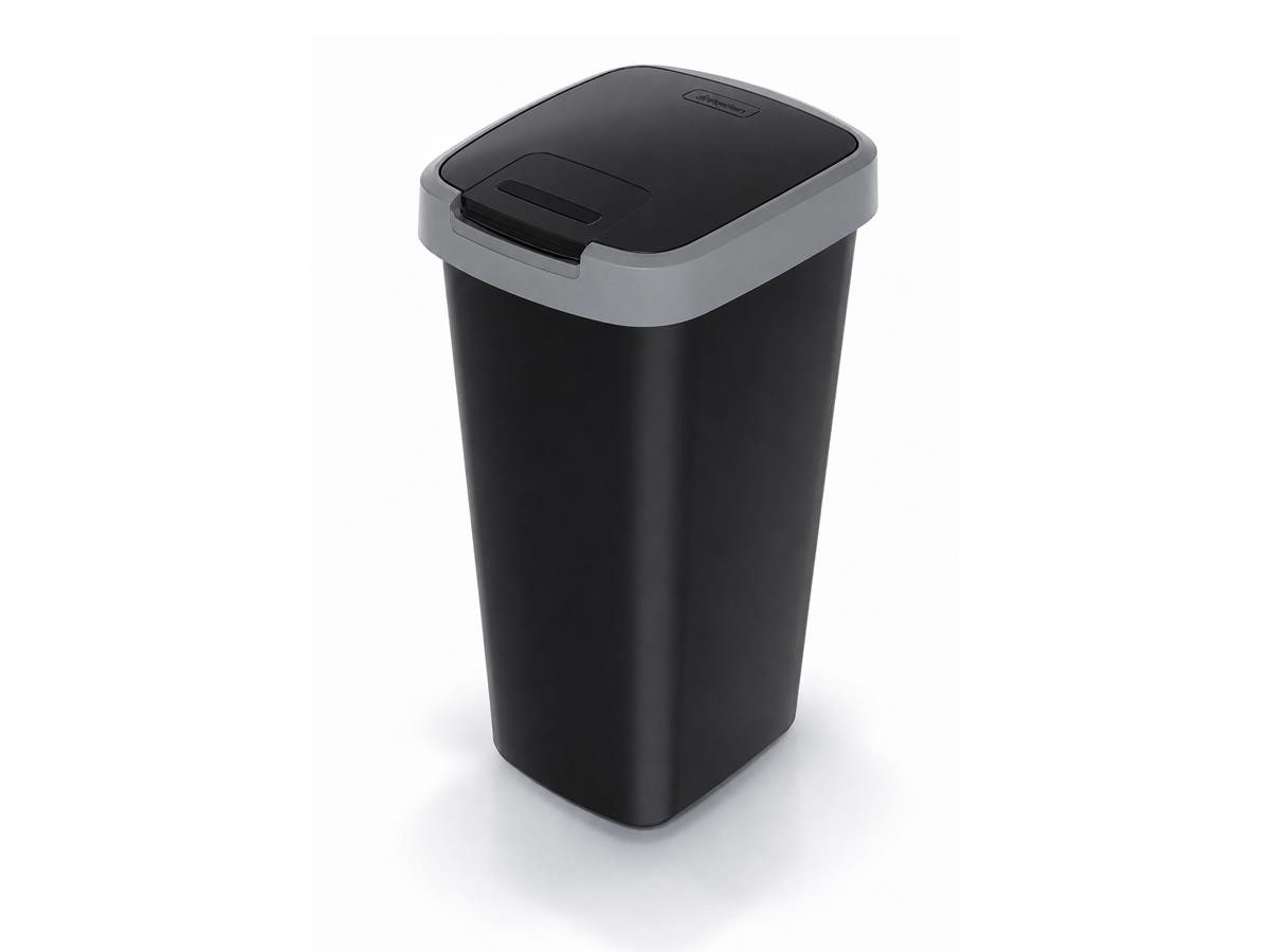 Keden Mülleimer Compacta Q Flap 25 Liter, Schwing- und Klappdeckel 25L Kunststoff Schwarz/ Smooth Grau – Bild 2 von 3