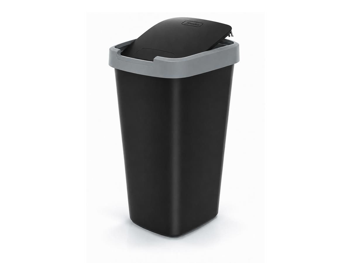 Keden Mülleimer Compacta Q Flap 25 Liter, Schwing- und Klappdeckel 25L Kunststoff Schwarz/ Smooth Grau – Bild 3 von 3