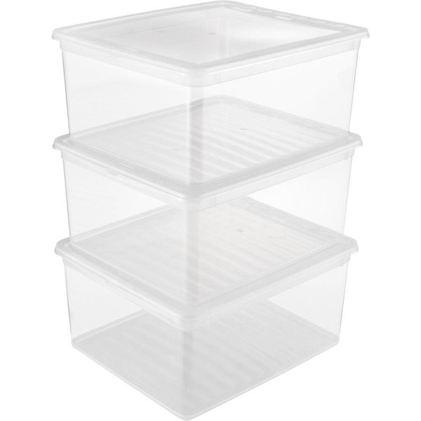 keeeper 3er-Pack Aufbewahrungsbox 'Bea' mit Deckel, air control, 3 x 18 l, transparent