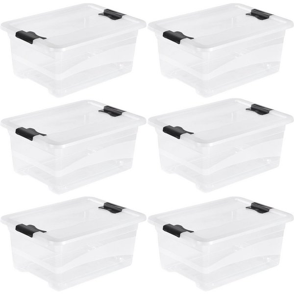 keeeper Aufbewahrungsbox Cornelia, 6er Set, 12 L, 39,5 x 29,5 x 17,5 cm (Set, 6 St), durch Clips verschließbar, Griffe am Boden