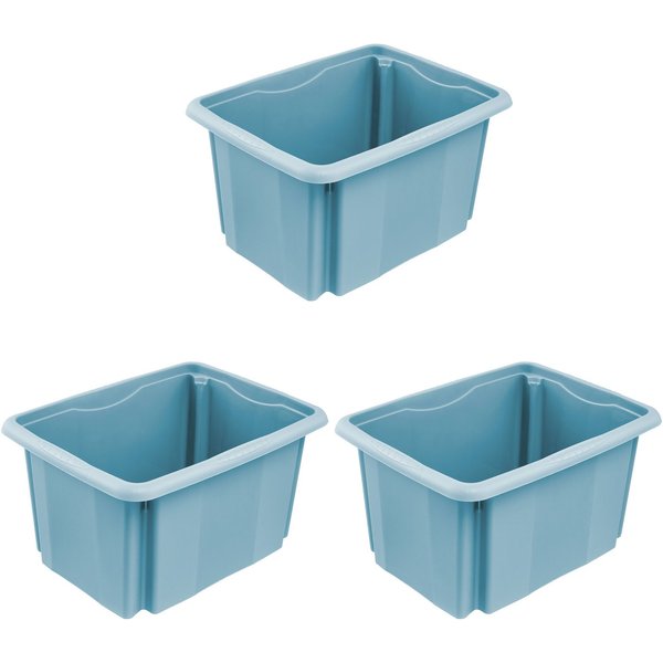 keeeper Aufbewahrungsbox Emil, 3er Set, 15 L, 38 x 28,5 x 20,5 cm (Set, 3 St), ineinander und aufeinander stapelbar