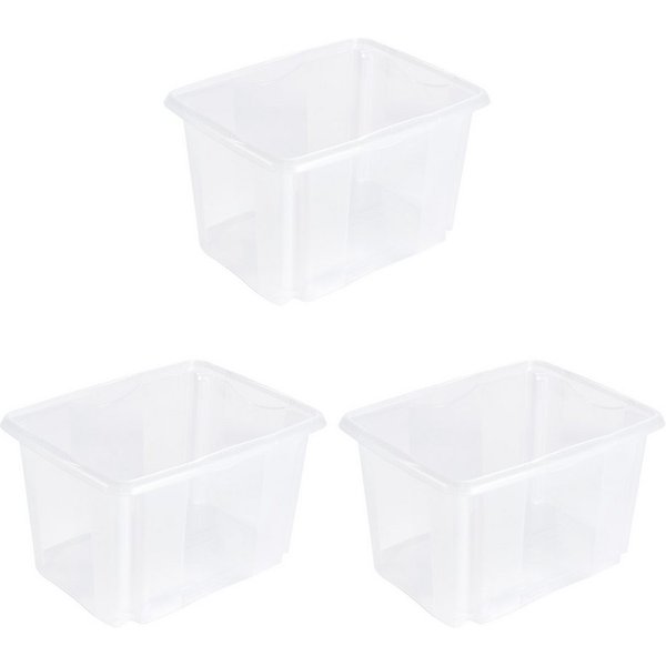 keeeper Aufbewahrungsbox Emil, 3er Set, 30 L, 44,5 x 34,5 x 27 cm (Set, 3 St), ineinander und aufeinander stapelbar