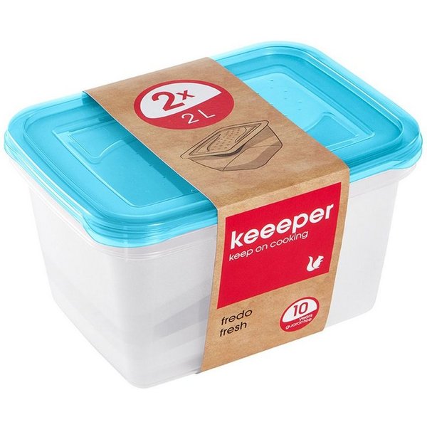 keeeper Frischhaltedose 3067663200000, Kunststoff, Set von Lebensmittelbehältern 2 x 2 L Fredo Fresh