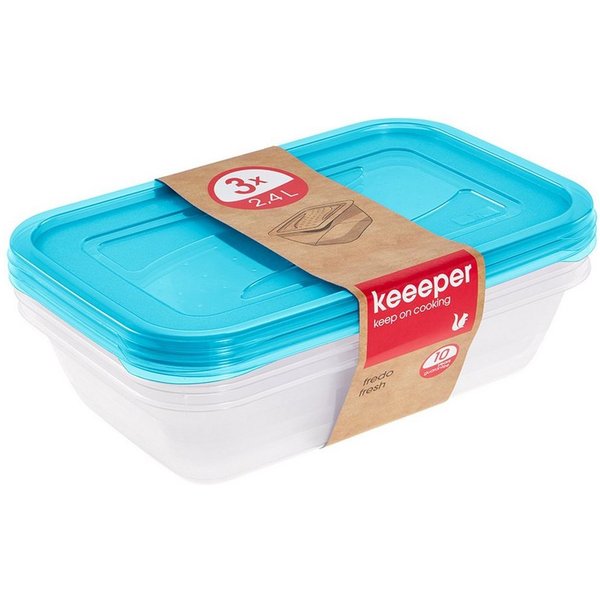 keeeper Frischhaltedose 3067963200000, Set von Lebensmittelbehältern 3 x 2,4 L Fredo Fresh