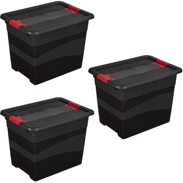 keeeper Transportbehälter eckhart, 3er Set Transporbox, 24 L, 39,5 x 29,5 x 30 cm, (Set, 3-St), seitl. Clips, Griffe am Boden, stoßfeste Seitenwände, robuster D