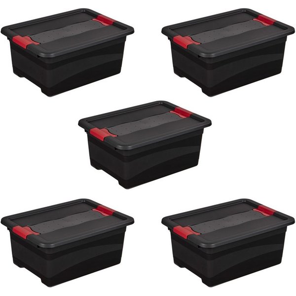 keeeper Transportbehälter eckhart, 5er Set Transporbox, 12 L, 39,5 x 29,5 x 17,5 cm, (Set, 5-St), seitl. Clips, Griffe am Boden, stoßfeste Seitenwände, robuster