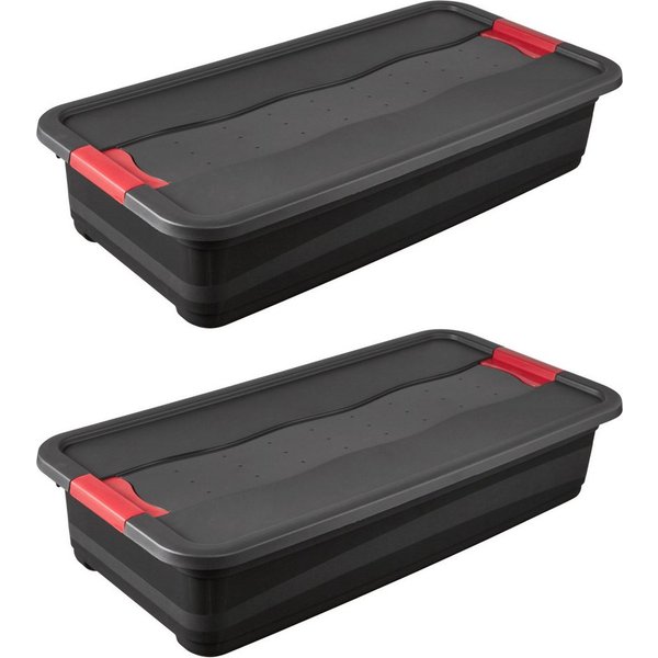 keeeper Transportbehälter eckhart, 2er Set Transporbox, 33 L, 79,5 x 39,5 x 17 cm, (Set, 2-St), seitl. Clips, Griffe am Boden, stoßfeste Seitenwände, robuster D