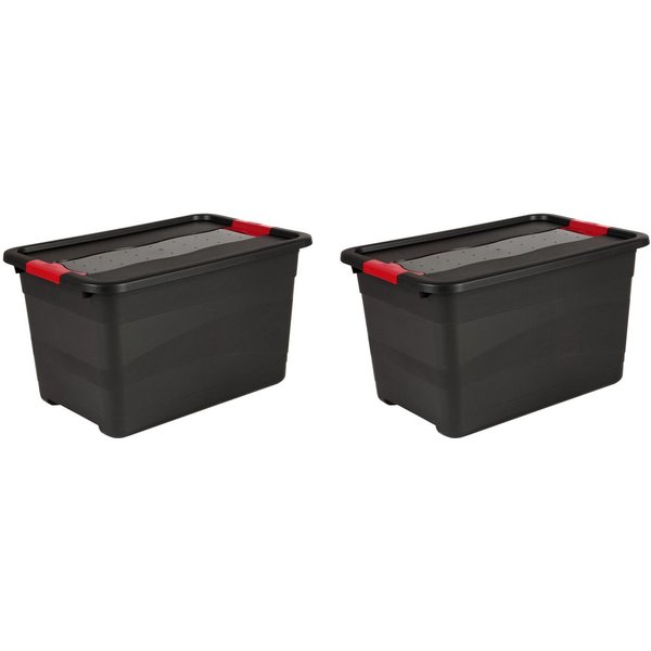 keeeper Transportbehälter eckhart, (Set, 2-St), je 52 Liter, mit Deckel, Schiebeverschluss, extra stabil