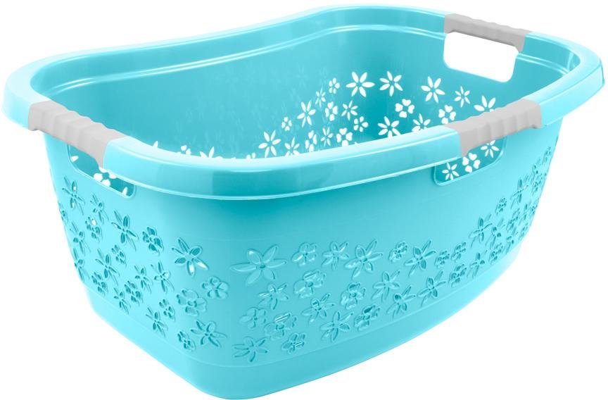 keeeper Wäschekorb lasse, ergonomisch, mit Softgriffen, 65 x 45 x 28 cm, 50 l (1 St), hochweritge Wäschewanne mit luftdurchlässigem Dekor – Bild 2 von 5
