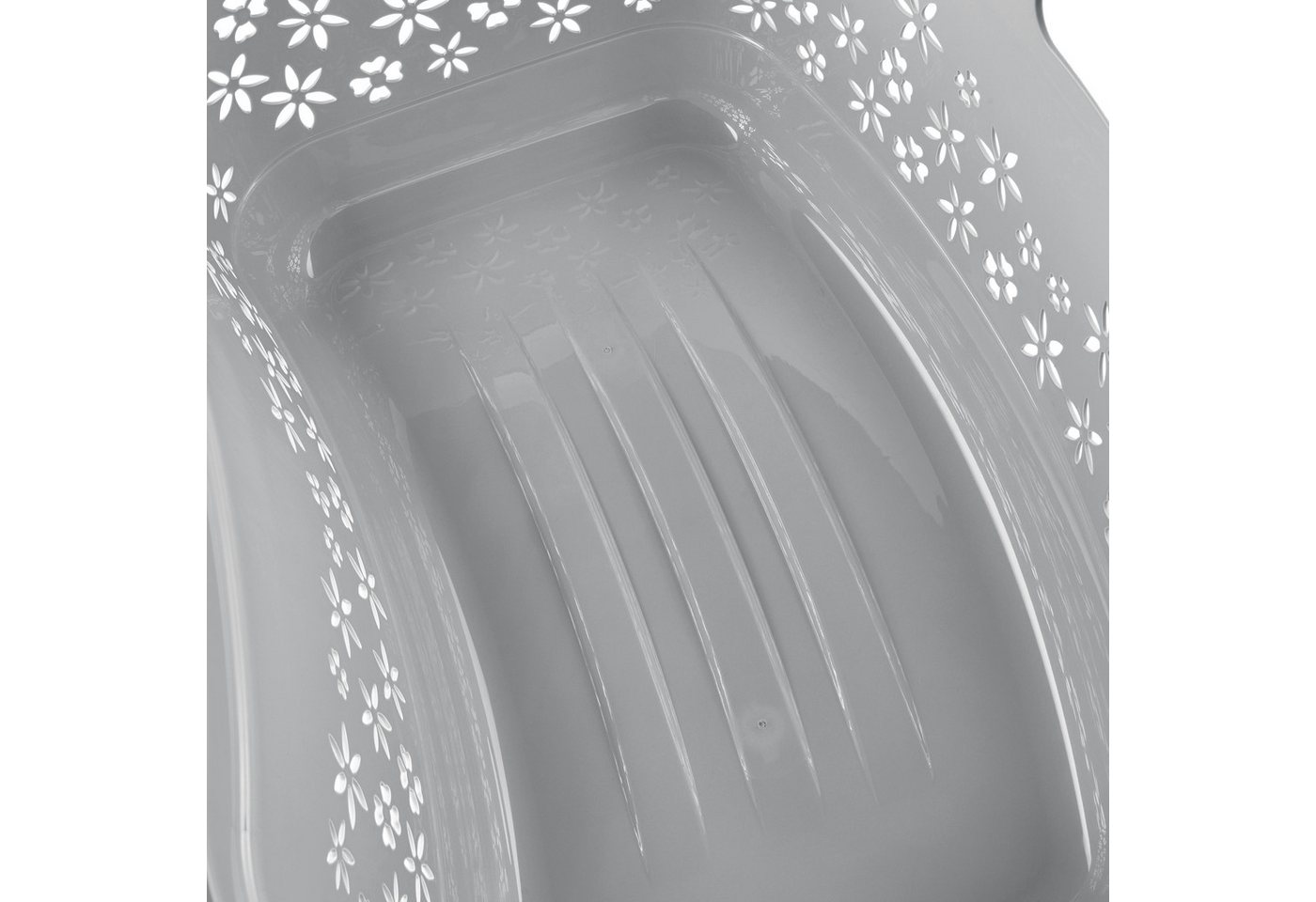 keeeper Wäschekorb lasse, ergonomisch, mit Softgriffen, 65 x 45 x 28 cm, 50 l (1 St), hochweritge Wäschewanne mit luftdurchlässigem Dekor – Bild 3 von 5