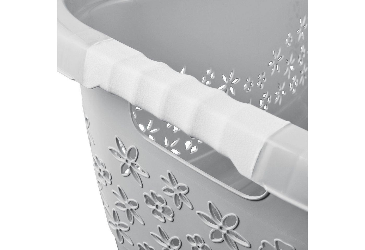 keeeper Wäschekorb lasse, ergonomisch, mit Softgriffen, 65 x 45 x 28 cm, 50 l (1 St), hochweritge Wäschewanne mit luftdurchlässigem Dekor – Bild 4 von 5