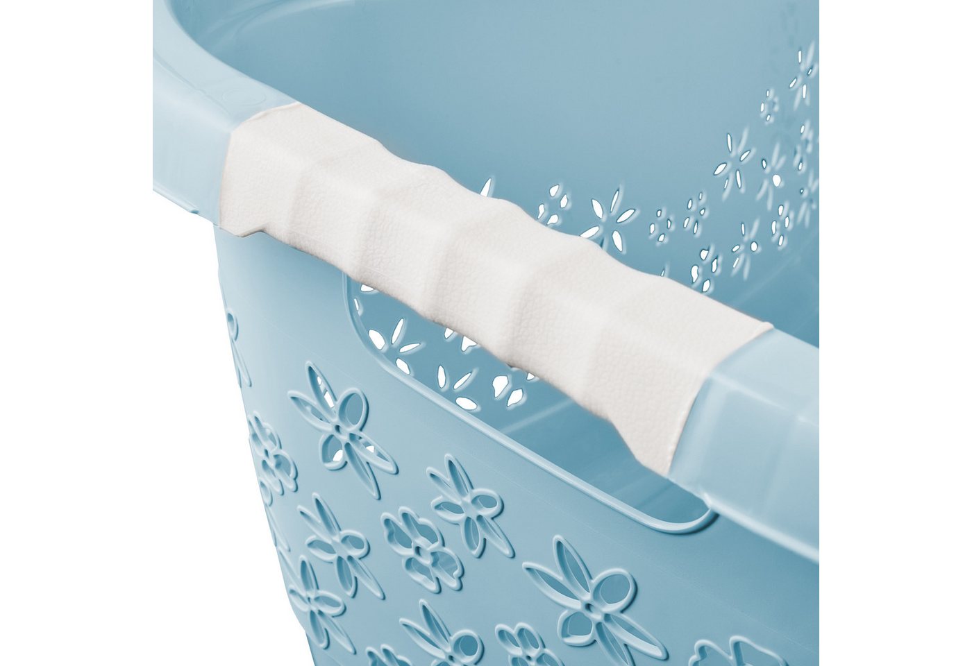 keeeper Wäschekorb lasse, 2er Set, Korb mit Softgriffen, 65 x 45 x 28 cm, 50 l (Set, 2 St), ergonomische Form, komfortable Softgriffe, Hüftstütze – Bild 4 von 5