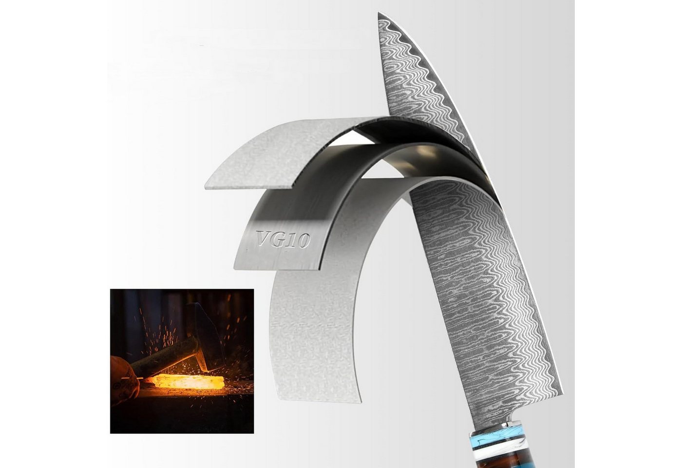 KEENZO Damastmesser Damast Küchenmesser, 20cm Klinge, 67 Schichten Damaststahl Harzgriff, damaststahl, Harzgriff, Ergonomisch geformt – Bild 4 von 5