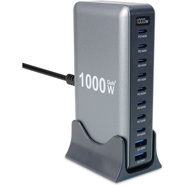 keepdrum keepdrum USB-Schnell-Ladestation GaN10 10 Anschlüsse Ladestation (Desktop-Ladestation, Fast-Charger, Leistungsstarke USB-Ladestation für 10 Geräte)