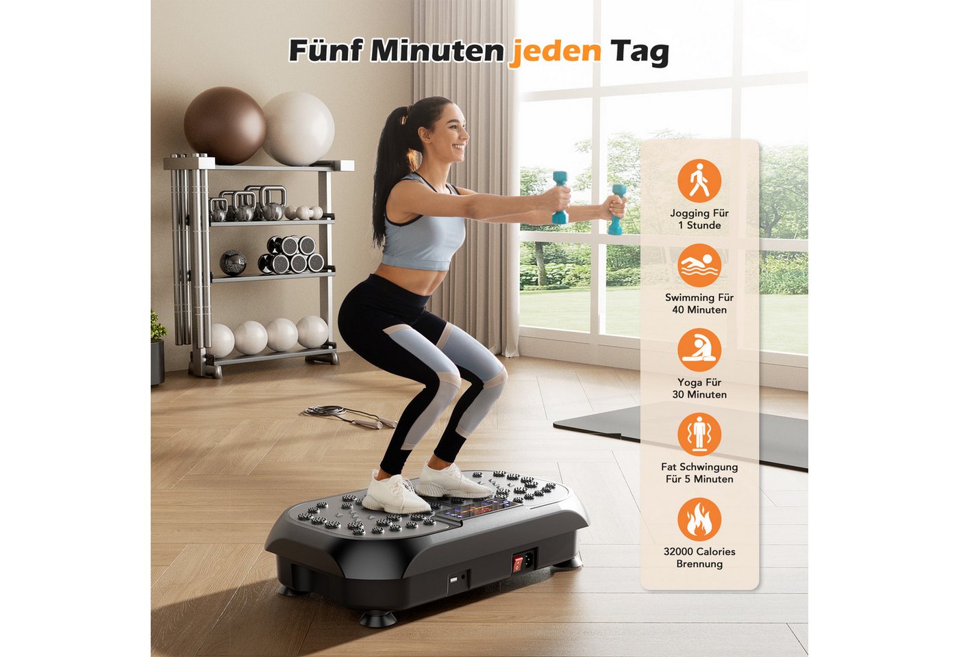 kehot Vibrationsplatte 4D Vibrationsplatte Profi-Ganzkörpertraining für Zuhause,Leise Motoren, 200 W, 99 Intensitätsstufen, (Fitnessgerät für Muskelaufbau & Fet – Bild 4 von 5