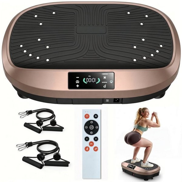 kehot Vibrationsplatte Vibrationsplatte für Ganzkörpertraining, LED Display & Fernbedienung, 200 W, 120 Intensitätsstufen, Leise Trainingsplatte mit Widerstands