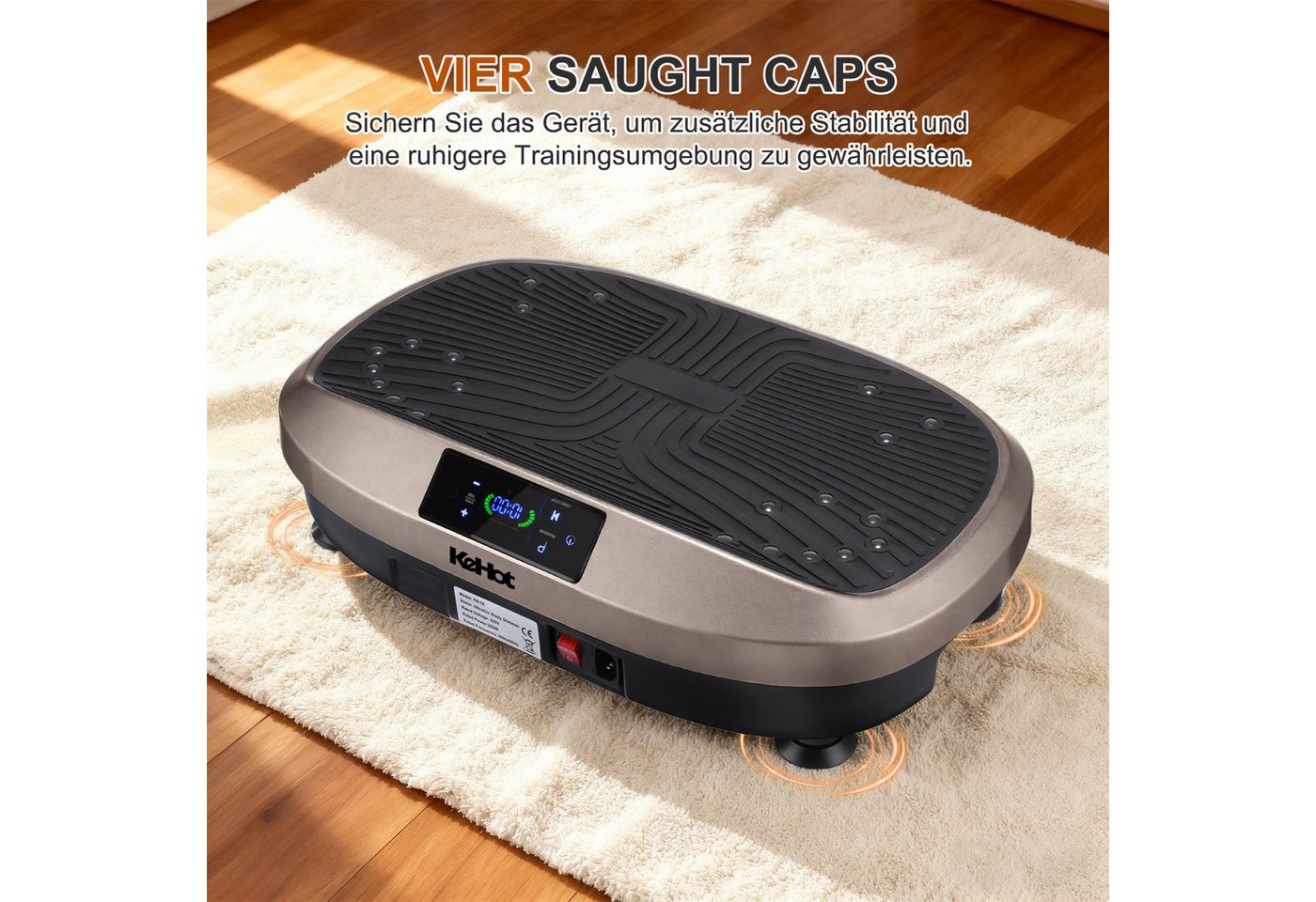 kehot Vibrationsplatte Ganzkörper, 3D Fitnessgeräte mit 2 Bändern & Fernbedienung, 200 W, 120 Intensitätsstufen, (Set, mit Trainingsbandern), Schwingung Modus,  – Bild 2 von 5