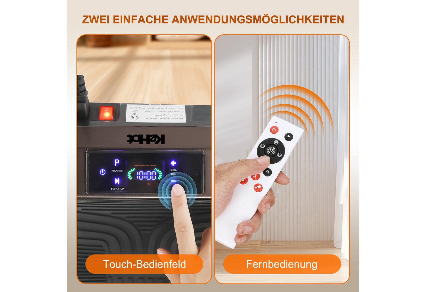 kehot Vibrationsplatte Ganzkörper, 3D Fitnessgeräte mit 2 Bändern & Fernbedienung, 200 W, 120 Intensitätsstufen, (Set, mit Trainingsbandern), Schwingung Modus,  – Bild 3 von 5