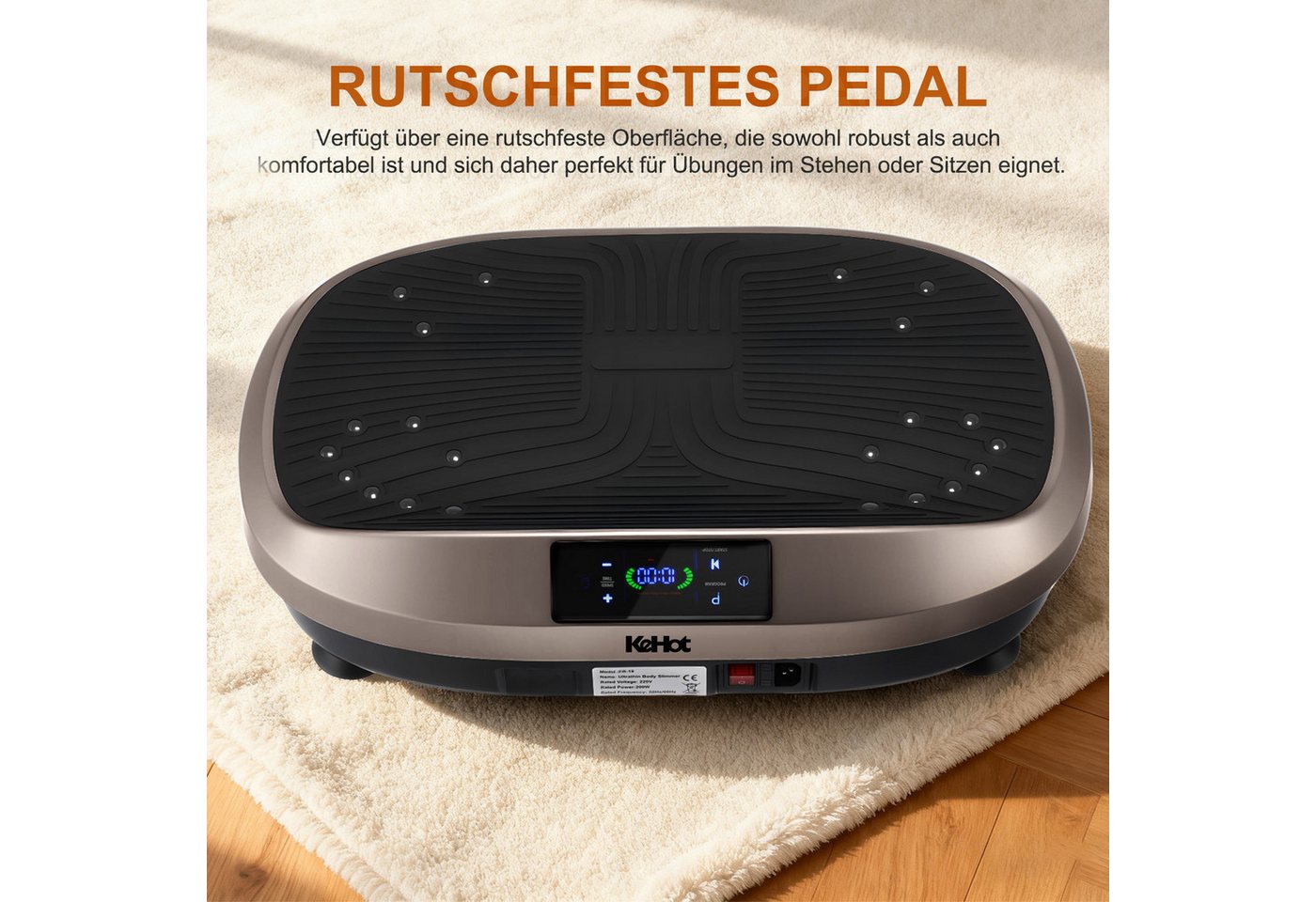 kehot Vibrationsplatte Ganzkörper, 3D Fitnessgeräte mit 2 Bändern & Fernbedienung, 200 W, 120 Intensitätsstufen, (Set, mit Trainingsbandern), Schwingung Modus,  – Bild 4 von 5