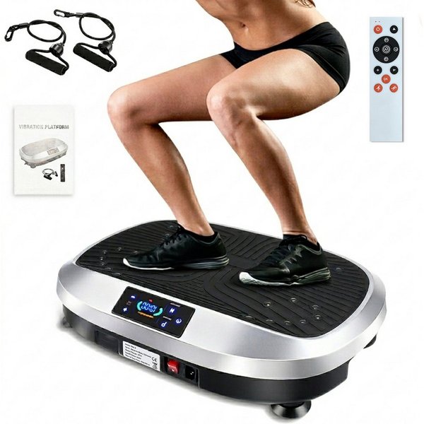 kehot Vibrationsplatte Ganzkörper, 3D Fitnessgeräte mit 2 Bändern & Fernbedienung, 200 W, 120 Intensitätsstufen, (Set, mit Trainingsbandern), Schwingung Modus, 