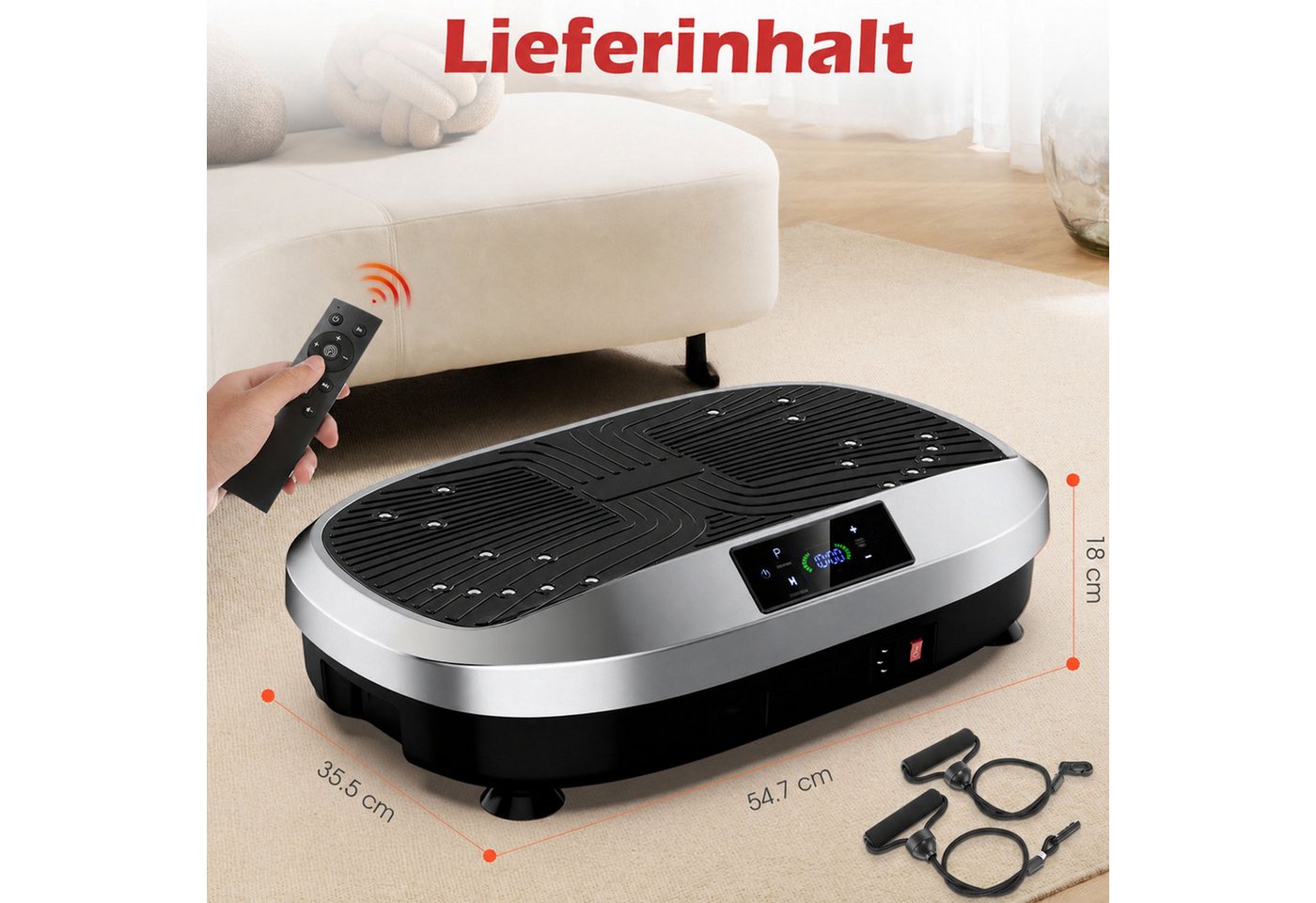 kehot Vibrationsplatte Ganzkörper, 3D Fitnessgeräte mit 2 Bändern & Fernbedienung, 200 W, 120 Intensitätsstufen, (Set, mit Trainingsbandern), Schwingung Modus,  – Bild 2 von 5
