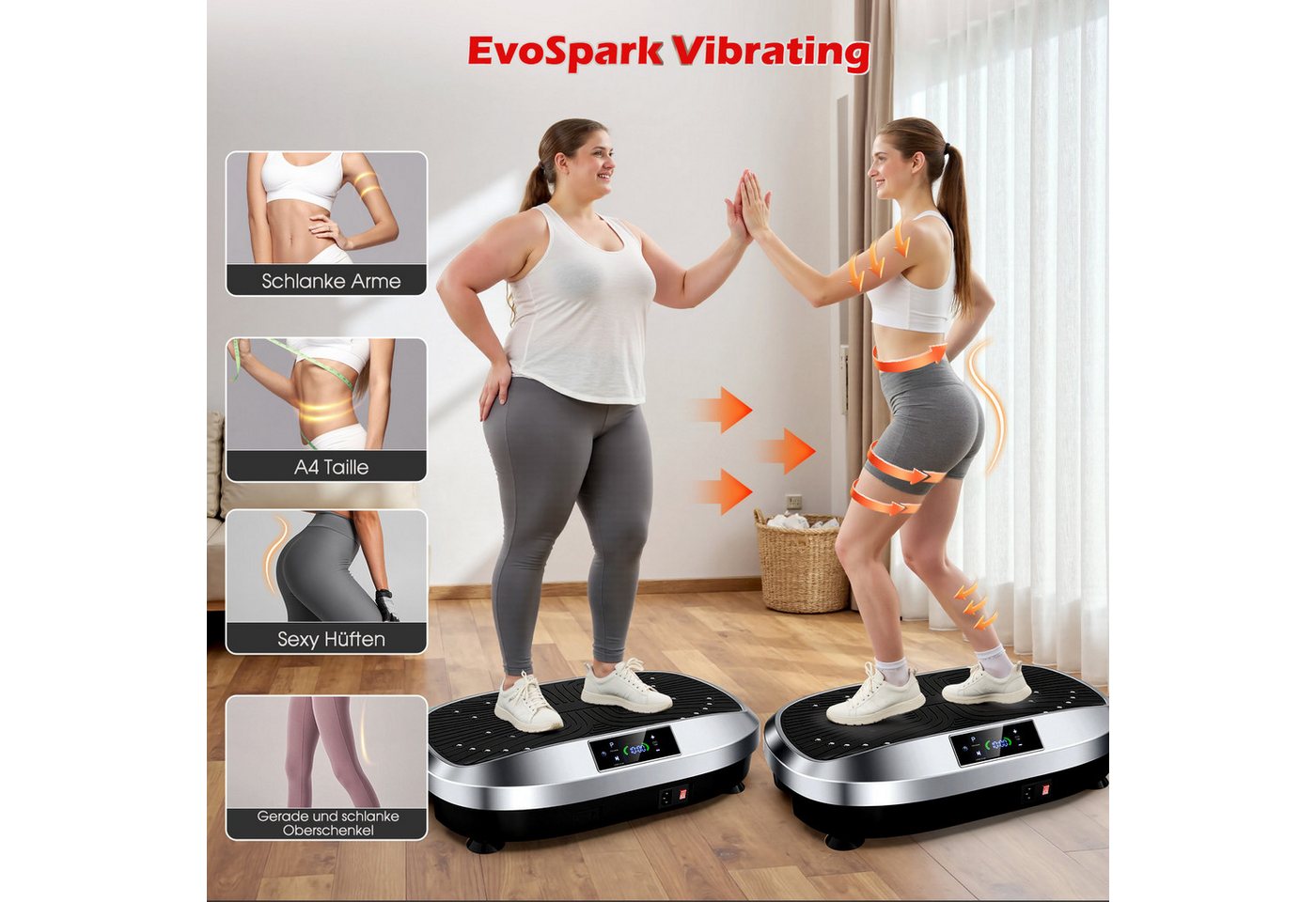 kehot Vibrationsplatte Ganzkörper, 3D Fitnessgeräte mit 2 Bändern & Fernbedienung, 200 W, 120 Intensitätsstufen, (Set, mit Trainingsbandern), Schwingung Modus,  – Bild 4 von 5