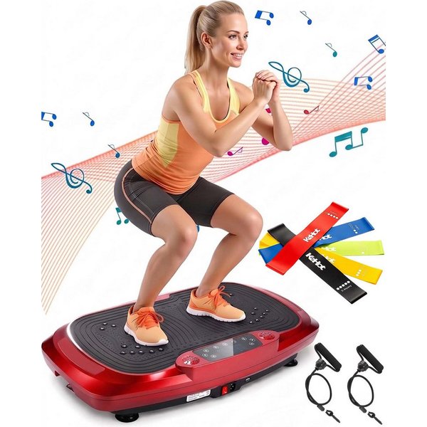 kehot Vibrationsplatte Vibrationsplatte mit 2 Widerstandsbänder, 5 Fitnessbänder, Bluetooth, 300 W, 120 Intensitätsstufen, Rüttelplatte Sport für Zuhause, Ganzk