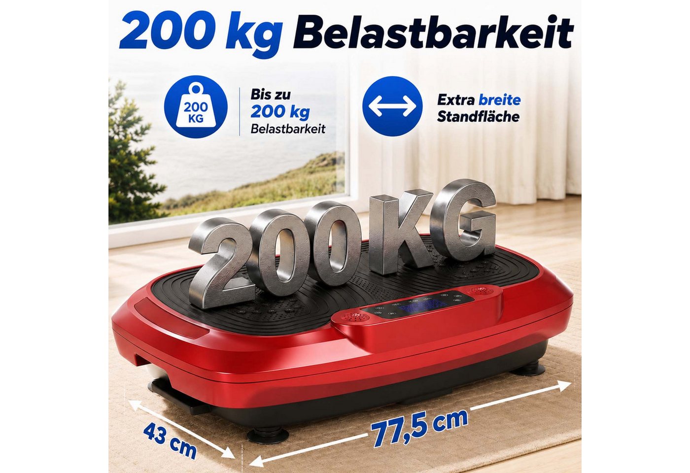 kehot Vibrationsplatte Vibrationsplatte mit 2 Widerstandsbänder, 5 Fitnessbänder, Bluetooth, 300 W, 120 Intensitätsstufen, Rüttelplatte Sport für Zuhause, Ganzk – Bild 2 von 5