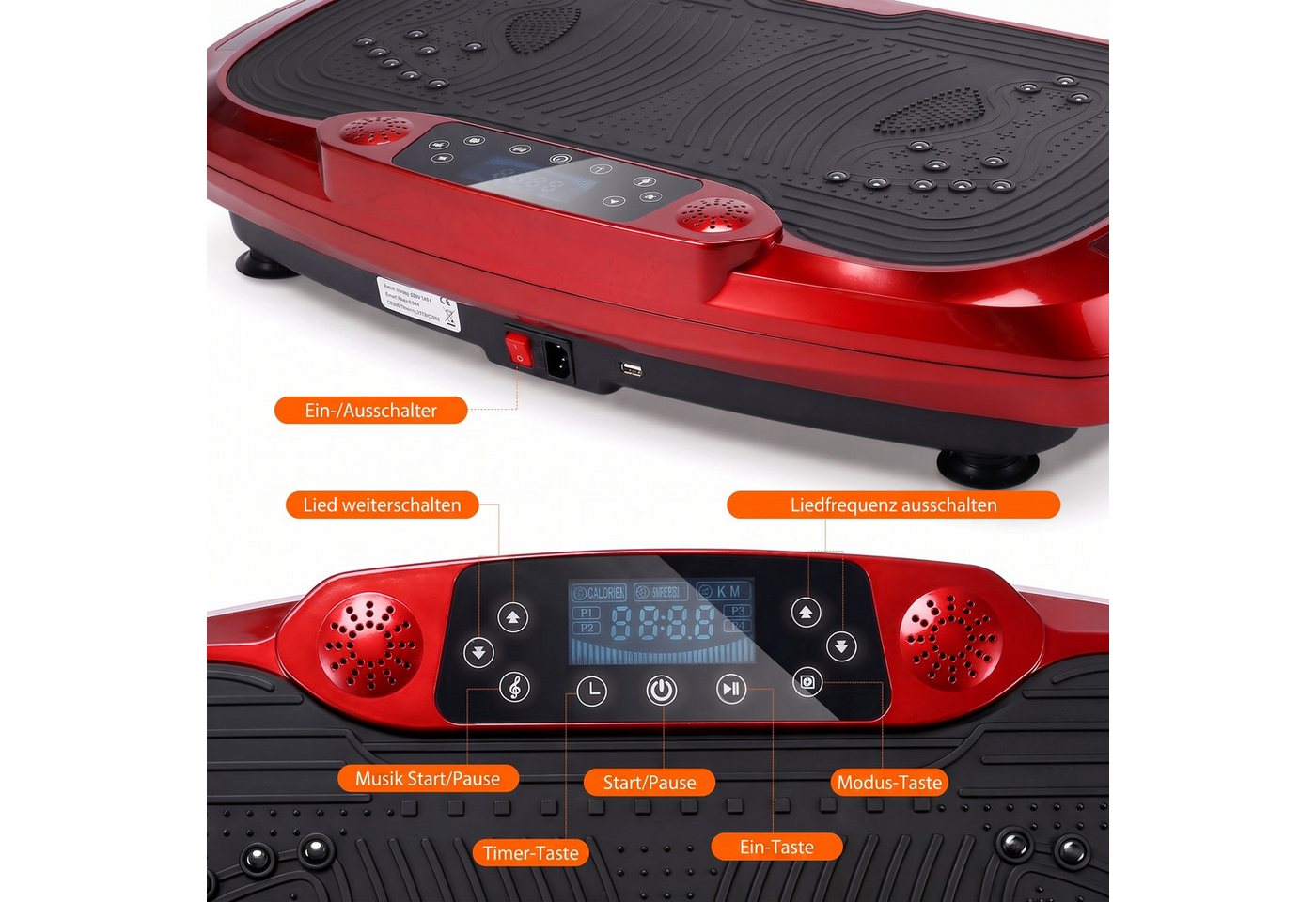kehot Vibrationsplatte Vibrationsplatte mit 2 Widerstandsbänder, 5 Fitnessbänder, Bluetooth, 300 W, 120 Intensitätsstufen, Rüttelplatte Sport für Zuhause, Ganzk – Bild 4 von 5