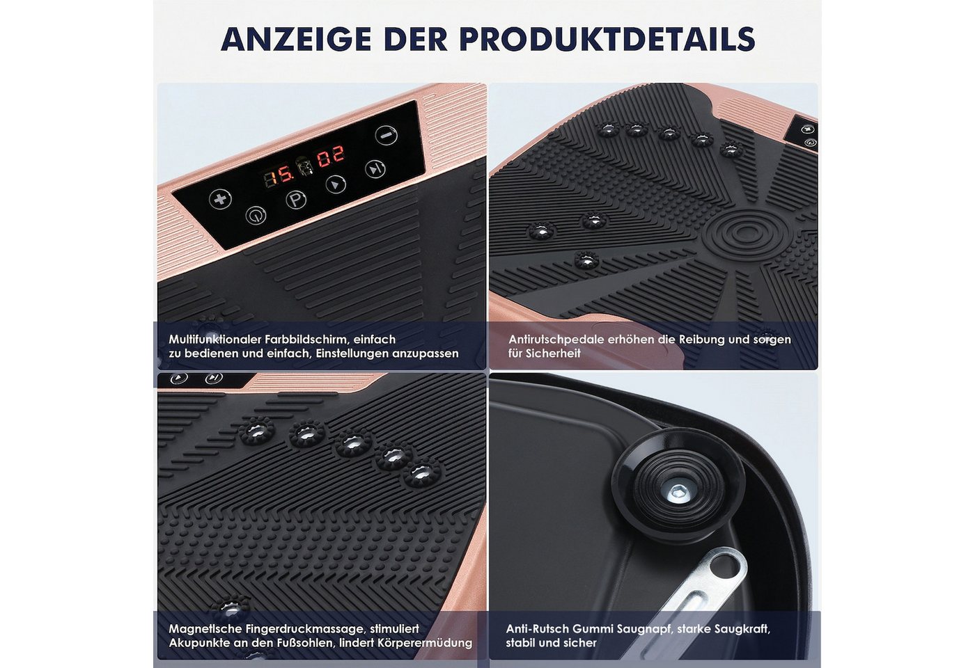 kehot Vibrationsplatte Vibrationsplatte mit Doppelmotoren, Fernbedienung & Trainingsbänder, 200 W, 99 Intensitätsstufen, (für Abnehmen, Ganzkörpertraining, Musk – Bild 3 von 5