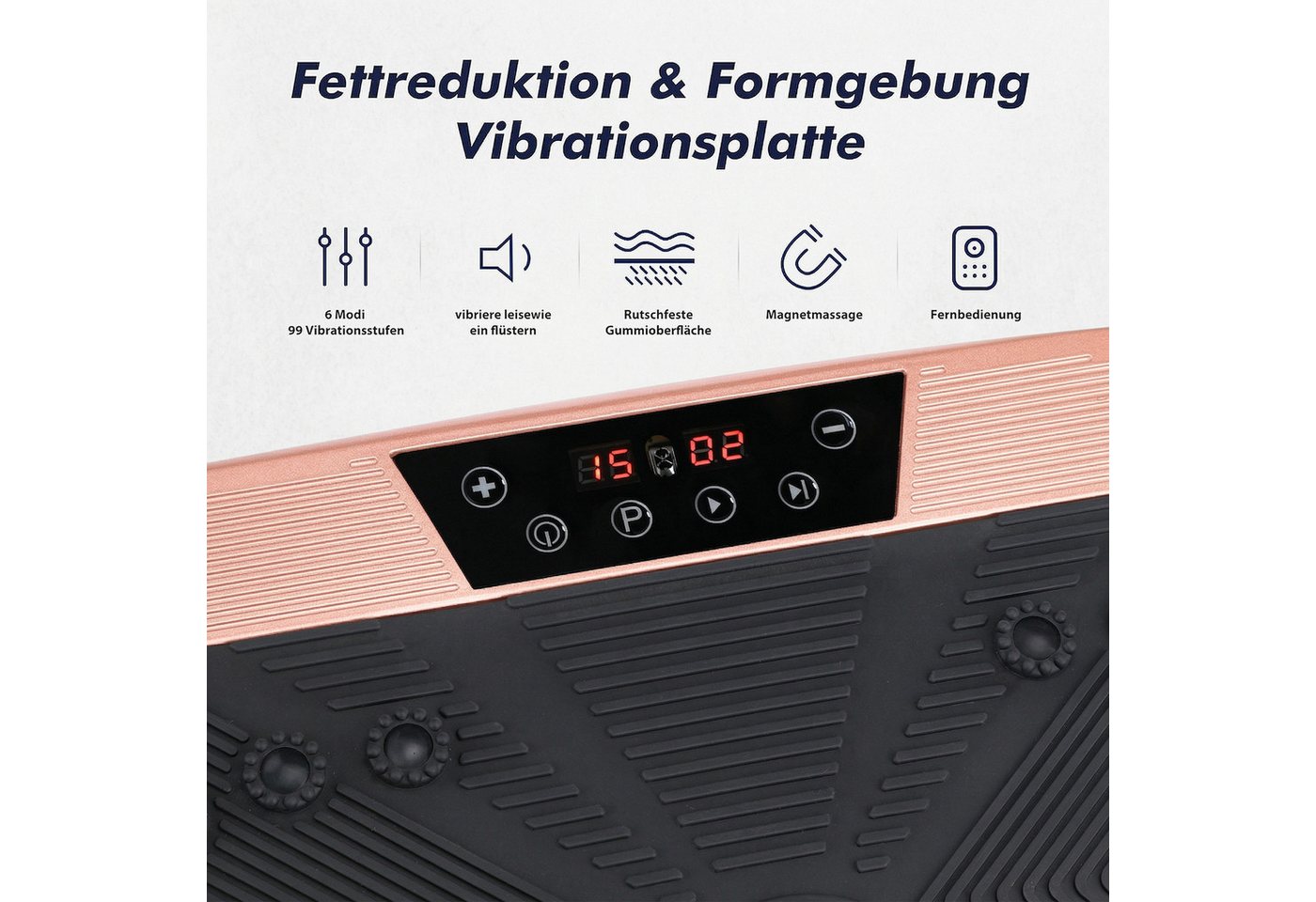 kehot Vibrationsplatte Vibrationsplatte mit Doppelmotoren, Fernbedienung & Trainingsbänder, 200 W, 99 Intensitätsstufen, (für Abnehmen, Ganzkörpertraining, Musk – Bild 5 von 5