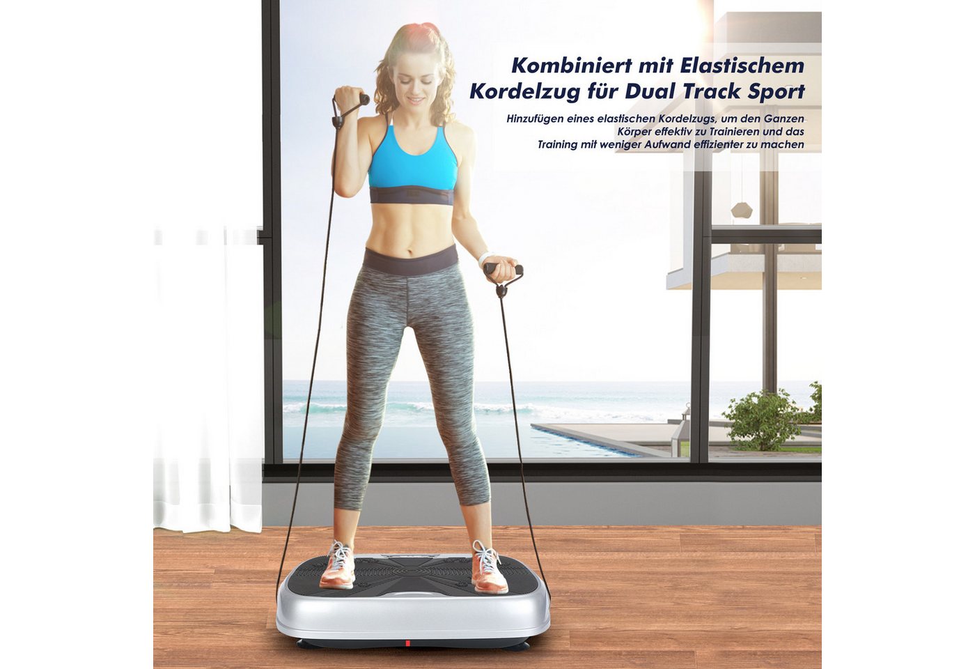 kehot Vibrationsplatte Vibrationsplatte mit Doppelmotoren, Fernbedienung & Trainingsbänder, 200 W, 99 Intensitätsstufen, (für Abnehmen, Ganzkörpertraining, Musk – Bild 3 von 5