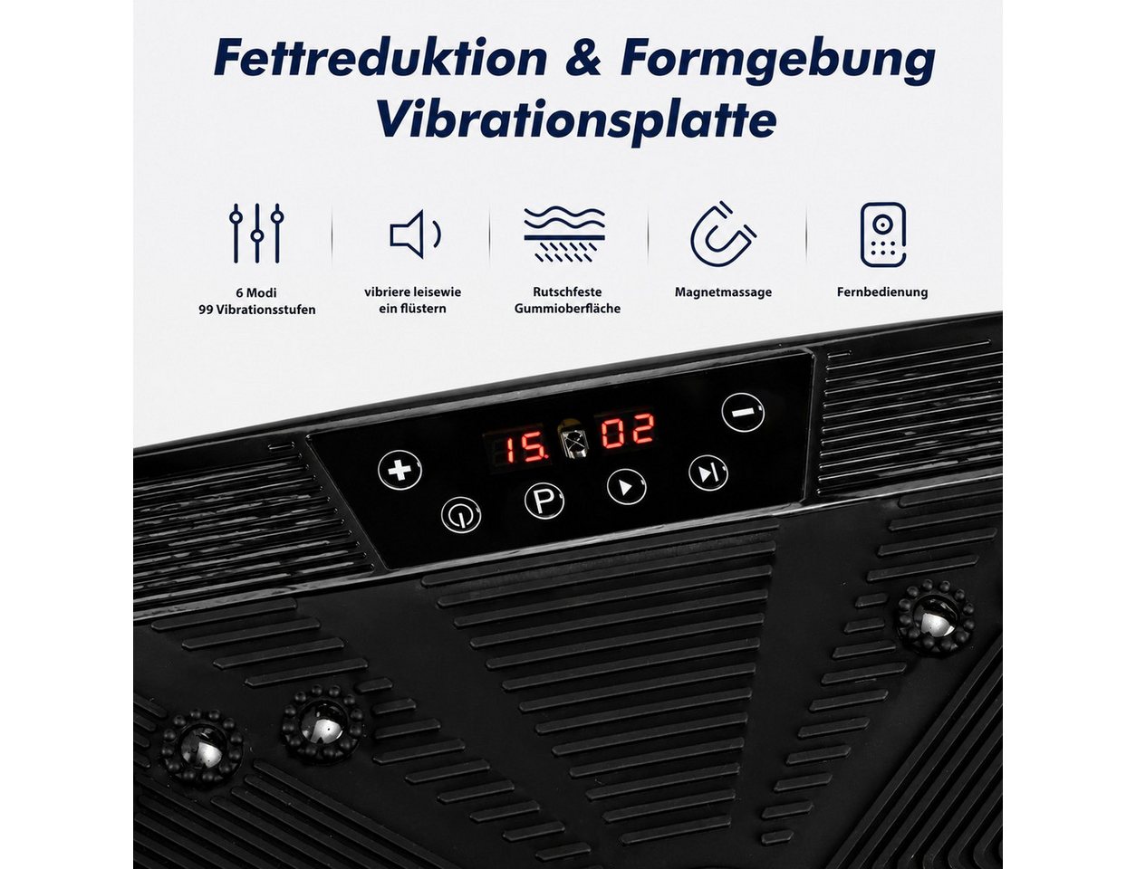 kehot Vibrationsplatte Vibrationsplatte mit Doppelmotoren, Fernbedienung & Trainingsbänder, 200 W, 99 Intensitätsstufen, (für Abnehmen, Ganzkörpertraining, Musk – Bild 5 von 5