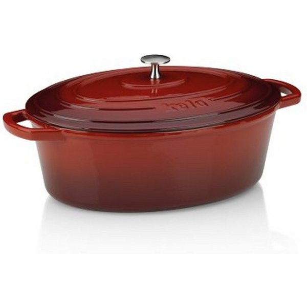 kela Bräter Gusseisen Bräter oval emailliert mit Deckel rot 6 Liter, Gusseisen (1-tlg)