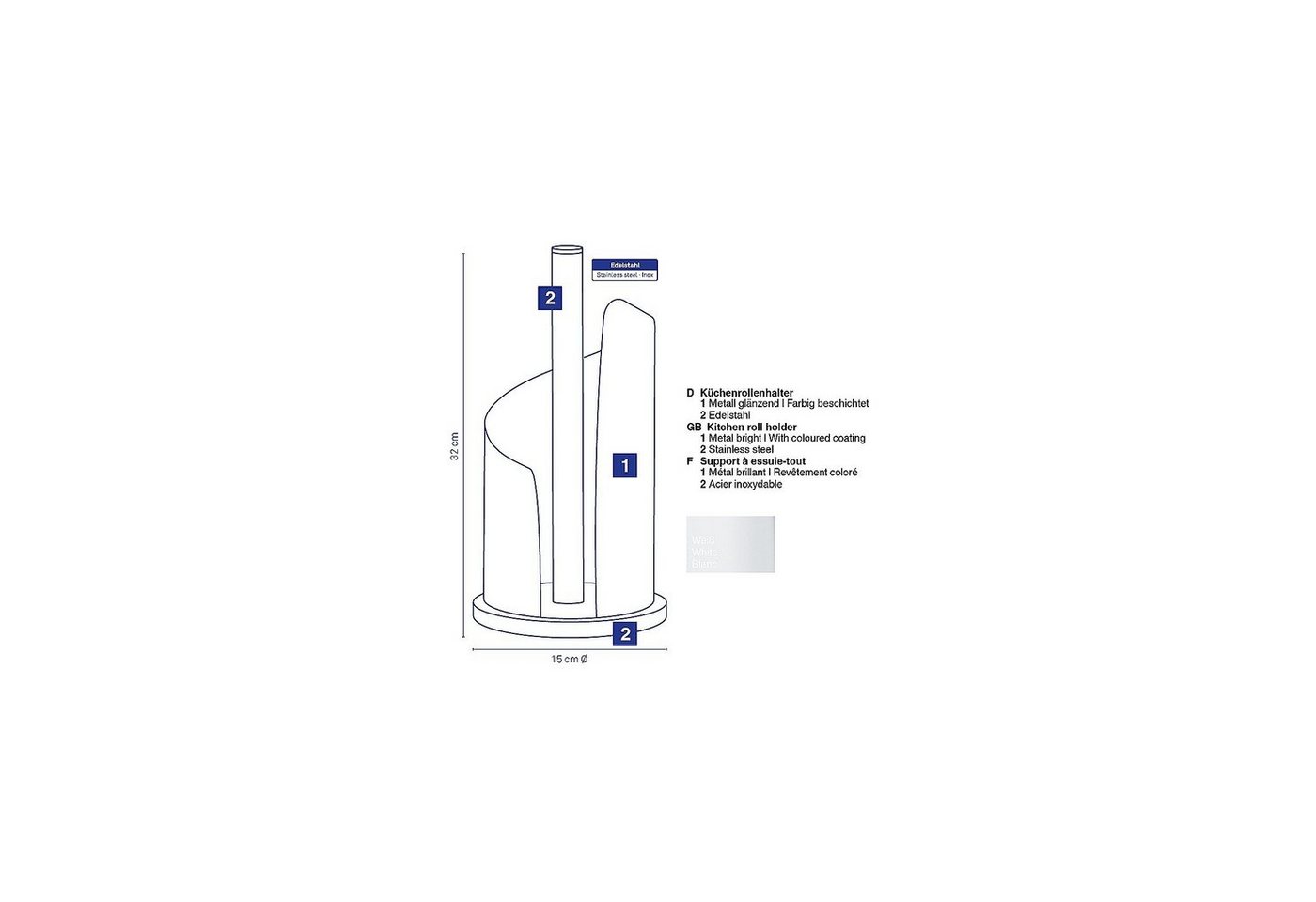 kela Küchenrollenhalter Stella, standfester Halter, breite Öffnung – Bild 3 von 5