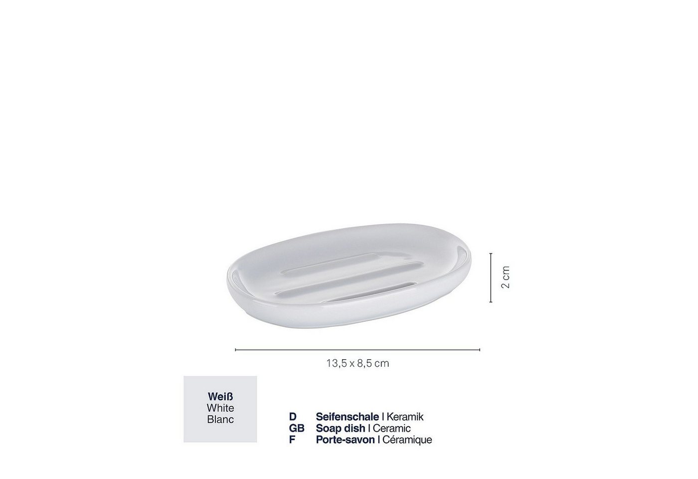 kela Seifenschale Isabella, Breite: 8,5 cm, ovale Form, Rillen im Inneren – Bild 3 von 5