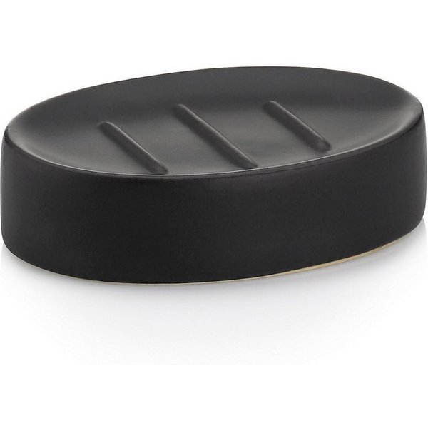 kela Seifenschale Matsi, Breite: 8,5 cm, Ø 7 cm, matte Optik, schwarze Auflagefläche mit drei erhöhten Streifen