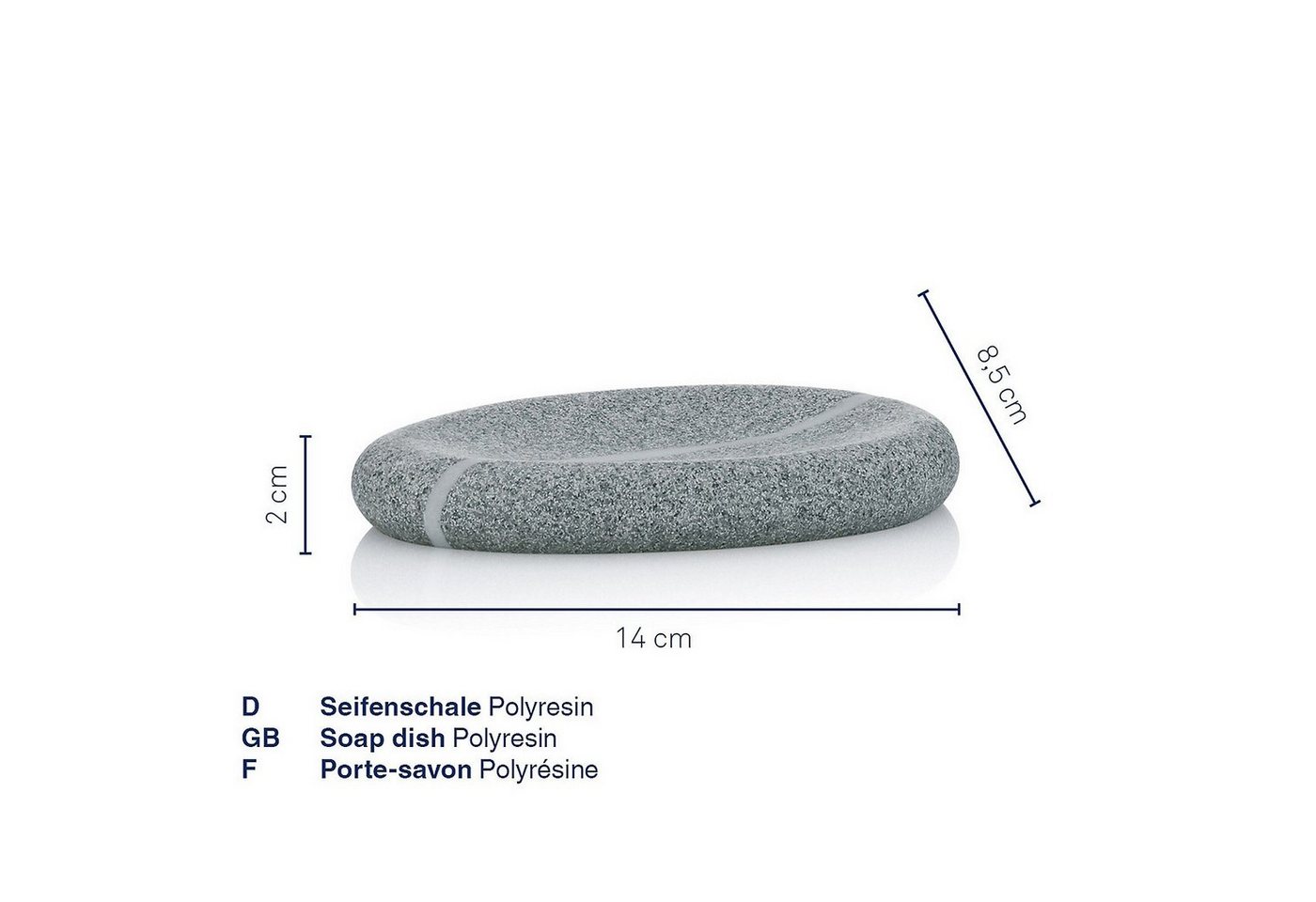 kela Seifenschale Talus, Breite: 8,5 cm, Natursteinoptik – Bild 3 von 5