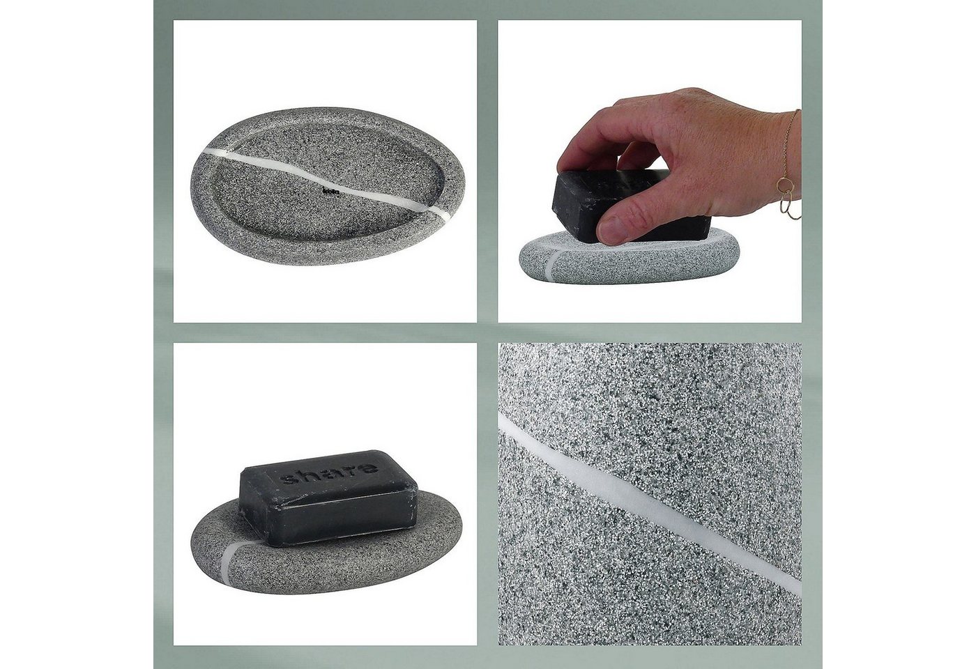 kela Seifenschale Talus, Breite: 8,5 cm, Natursteinoptik – Bild 5 von 5