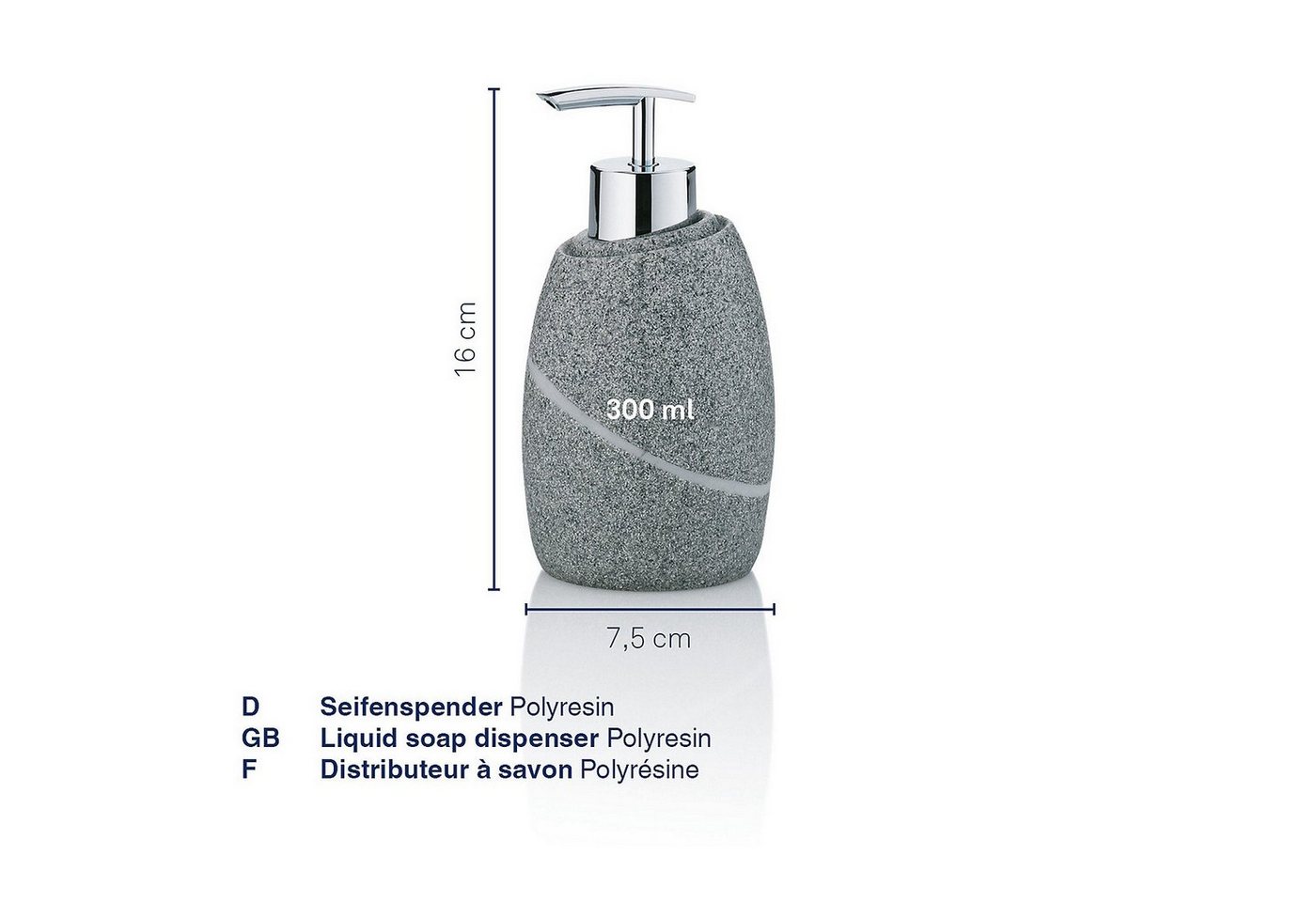 kela Seifenspender Talus, Natursteinoptik, 300 ml, leicht zu befüllen – Bild 3 von 5