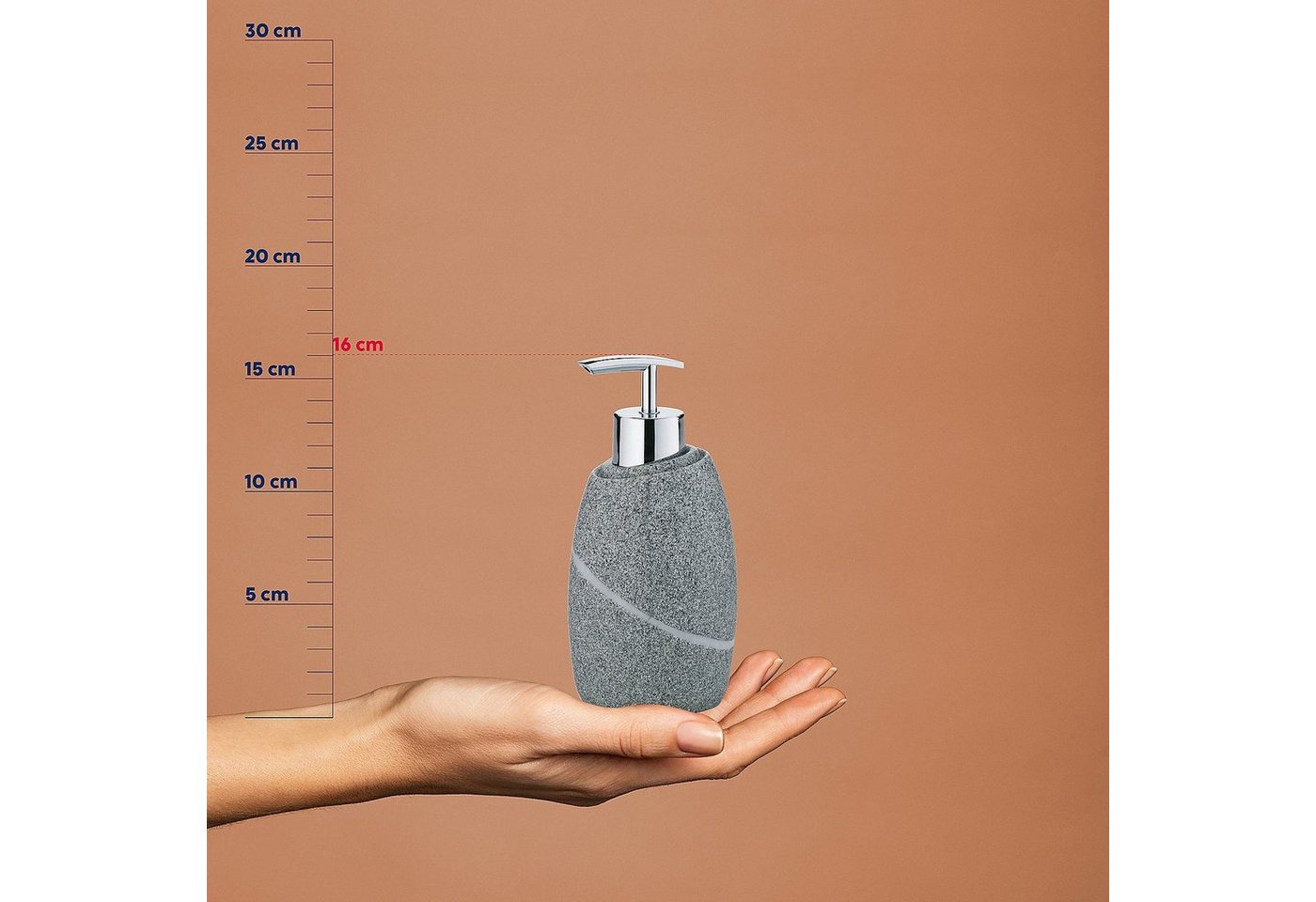 kela Seifenspender Talus, Natursteinoptik, 300 ml, leicht zu befüllen – Bild 4 von 5