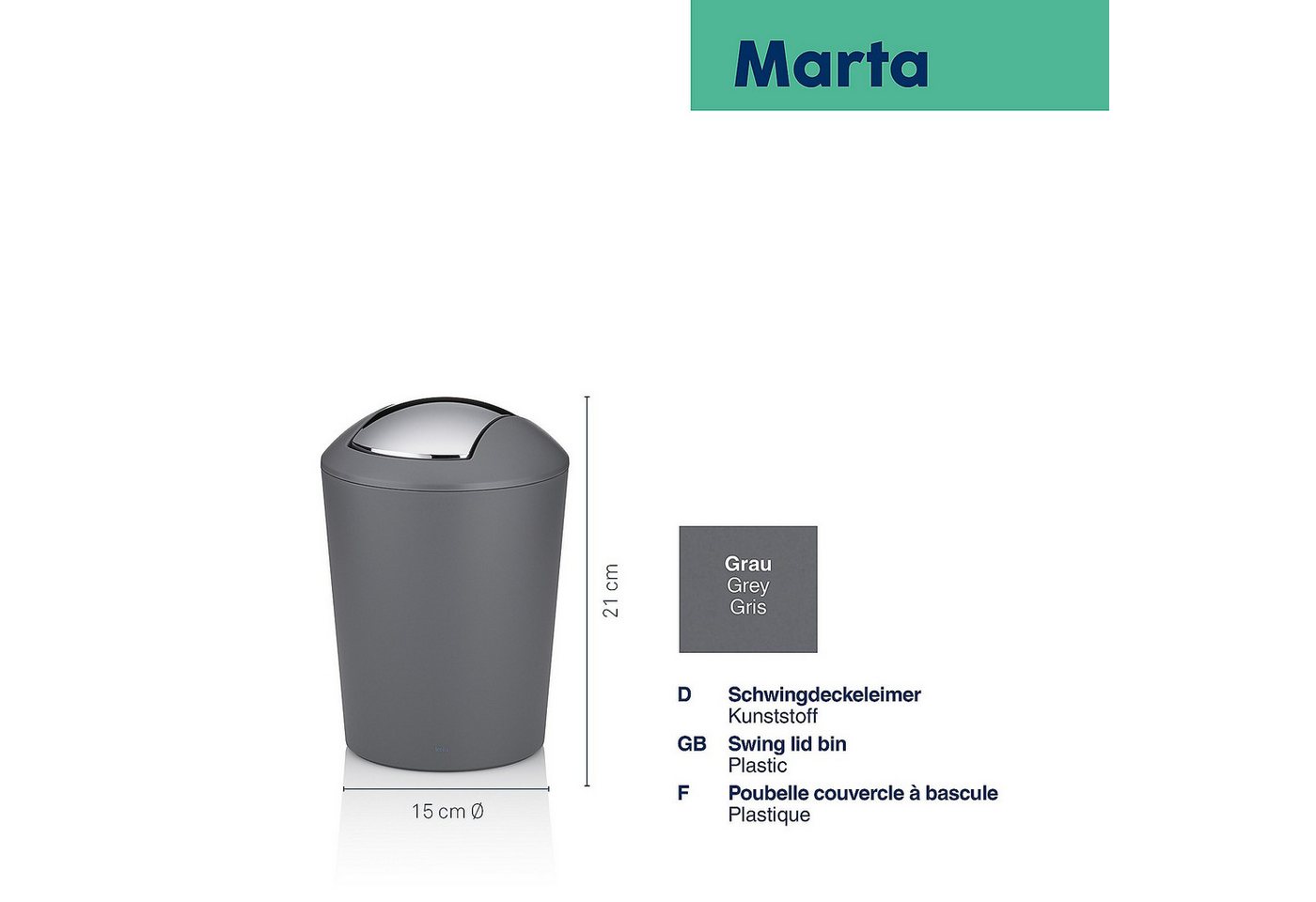 kela Tischrestebehälter Marta, matte Optik, 1,7 L – Bild 3 von 5