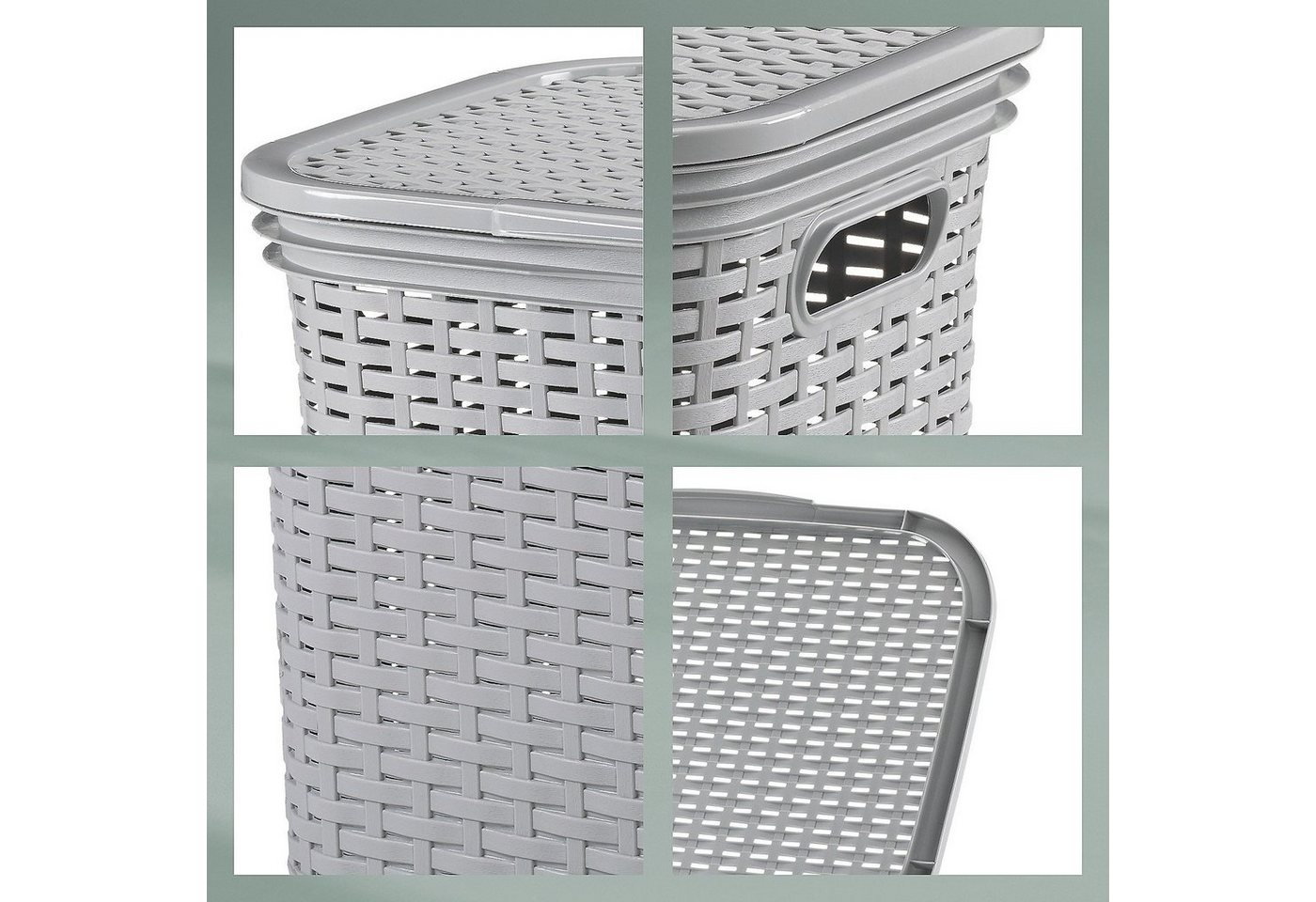 kela Wäschebox Brasilia, Klappdeckel, 60 L, Flecht-Look, flexibel einsetzbar, 2 Tragegriffe – Bild 5 von 5