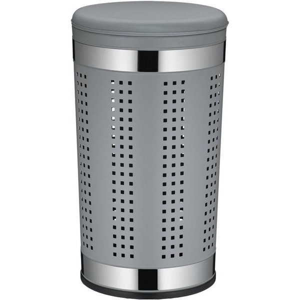 kela Wäschebox SEVILLA, Ø 35 cm, Metall, Dunkelgrau, Silbergrau, Deckel mit gepolstertem Sitzkissen