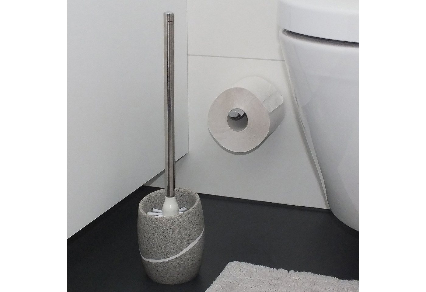 kela WC-Garnitur Talus, Natursteinoptik, austauschbarer Bürstenkopf – Bild 2 von 5